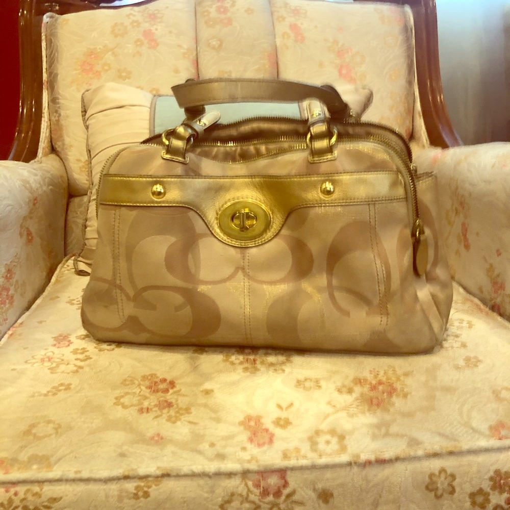 Coach Satchel Gold tone purse